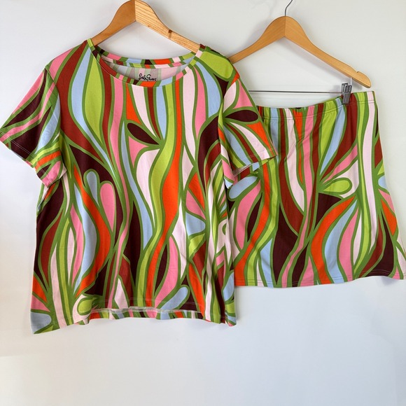 Lesley Evers Dresses & Skirts - Lesley Evers Lottie Skort Set Womens XL Multi Color Excellent Retro Mod Swirl